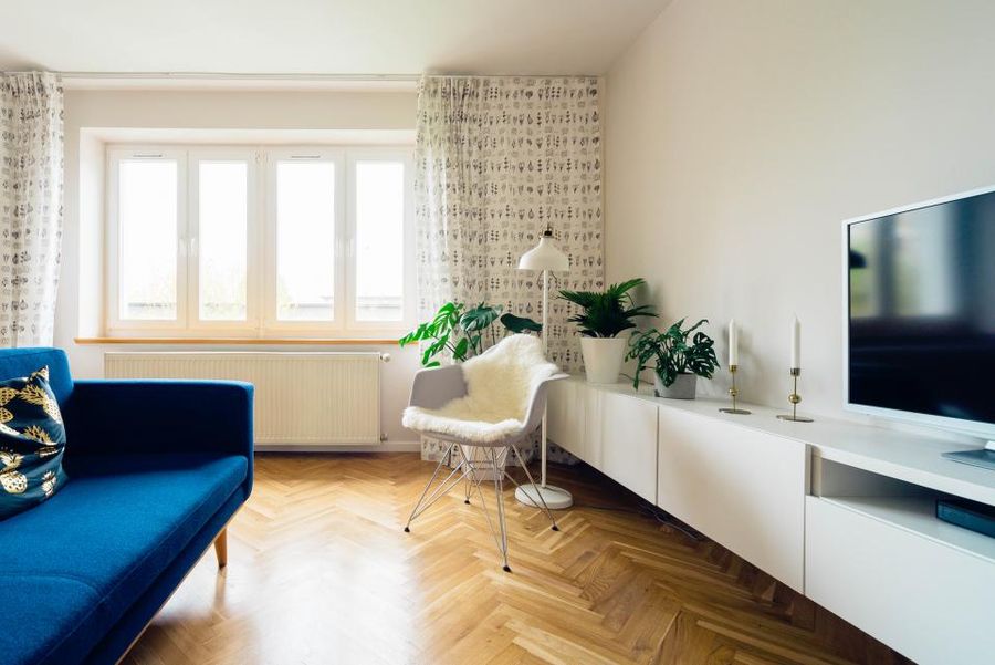 Flat-screen television in a modern living room